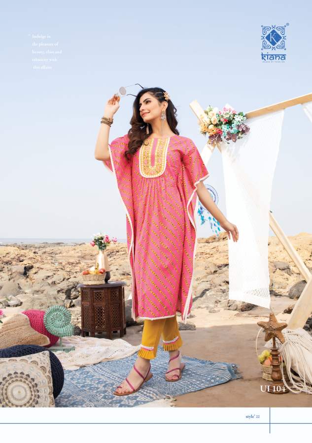 Kiana Urban Infusion Cotton Printed Fancy Kaftan Kurti With Bottom Collection